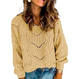 Khaki Cream Off the Shoulder Knitted Sweater